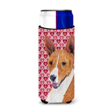 Basenji Hearts Love And Valentine'S Day Portrait Ultra Beverage Insulators For Slim Cans Sc9252Muk