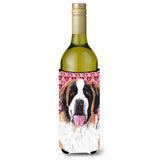 Saint Bernard Hearts Valentine'S Day Portrait Wine Bottle Beverage Insulator Beverage Insulator Hugger