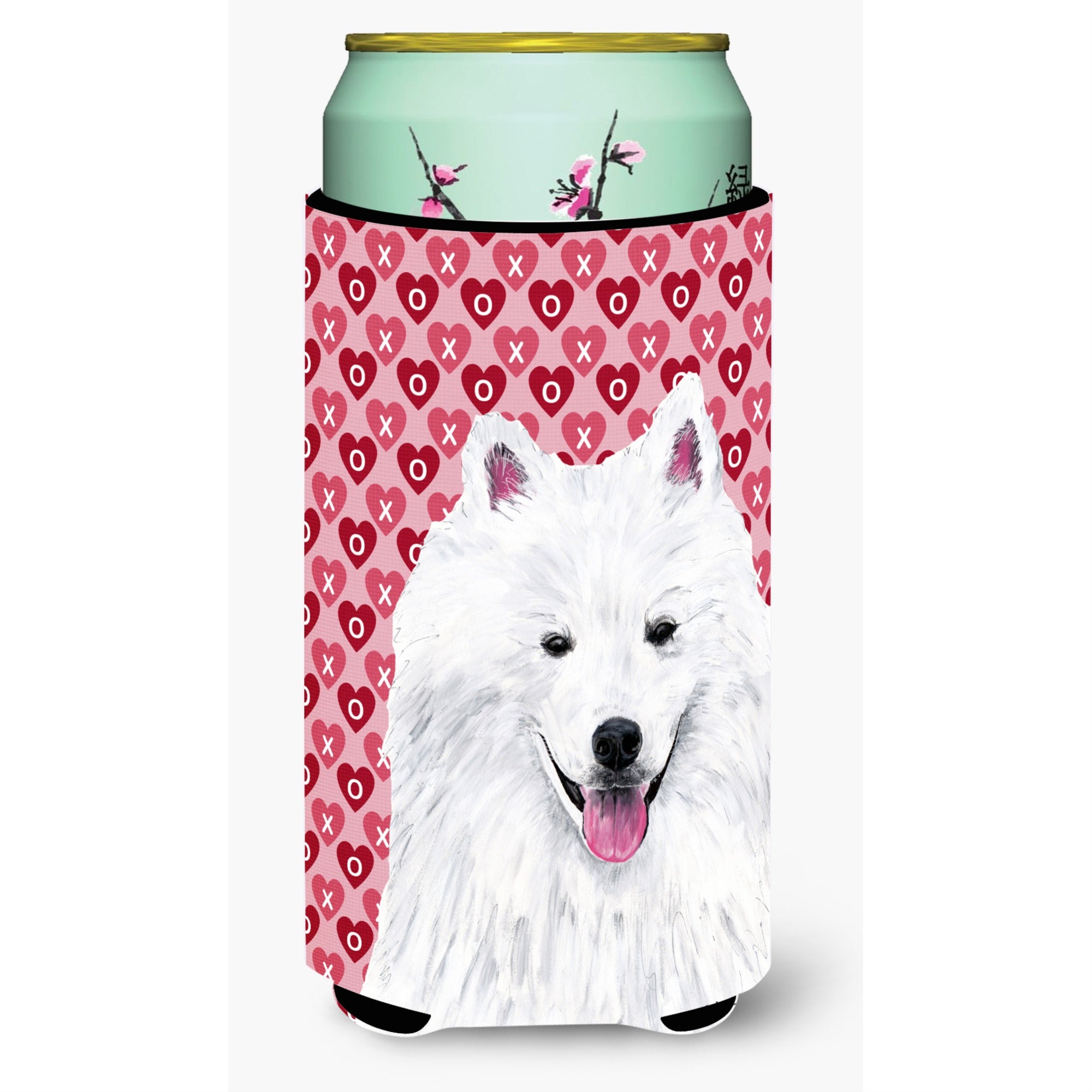 American Eskimo Hearts  Valentine'S Day Portrait Tall Boy Beverage Insulator Beverage Insulator Hugger