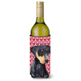 Doberman Hearts Love And Valentine'S Day Portrait Wine Bottle Beverage Insulator Beverage Insulator Hugger