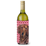 Dachshund Hearts Love Valentine'S Day Portrait Wine Bottle Beverage Insulator Beverage Insulator Hugger