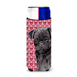 Pug Black Hearts Love And Valentine'S Day Portrait Ultra Beverage Insulators For Slim Cans Sc9273Muk