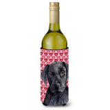 Labrador Black Hearts Love Valentine'S Day Wine Bottle Beverage Insulator Beverage Insulator Hugger