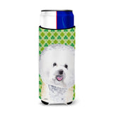 Bichon Frise St. Patrick'S Day Shamrock Portrait Ultra Beverage Insulators For Slim Cans Sc9282Muk