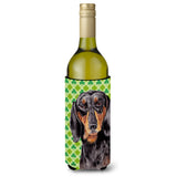 Dachshund St. Patrick'S Day Shamrock Portrait Wine Bottle Beverage Insulator Beverage Insulator Hugger