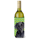 Labrador Black St. Patrick'S Day Shamrock Portrait Wine Bottle Beverage Insulator Beverage Insulator Hugger
