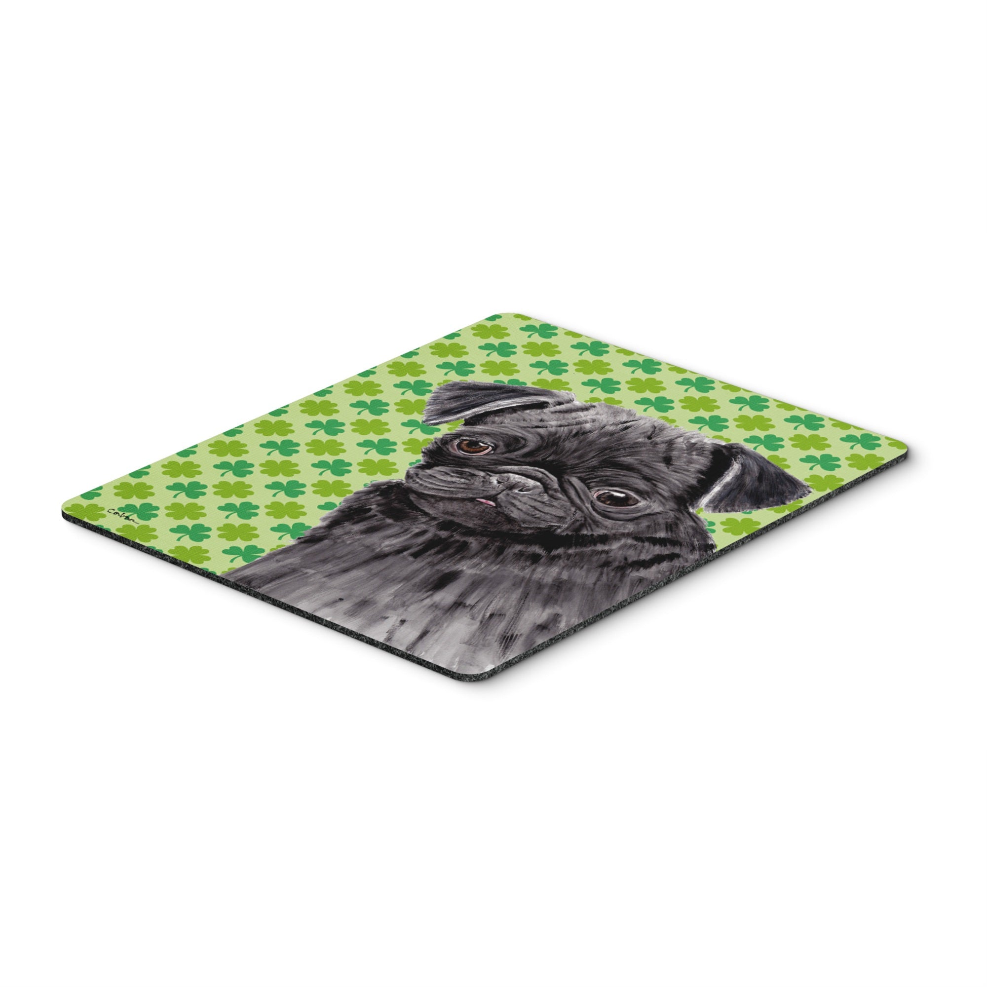 Caroline'S Treasures Pug Black St. Patrick'S Day Shamrock Portrait Mouse Pad/Hot Pad/Trivet (Sc9286Mp)