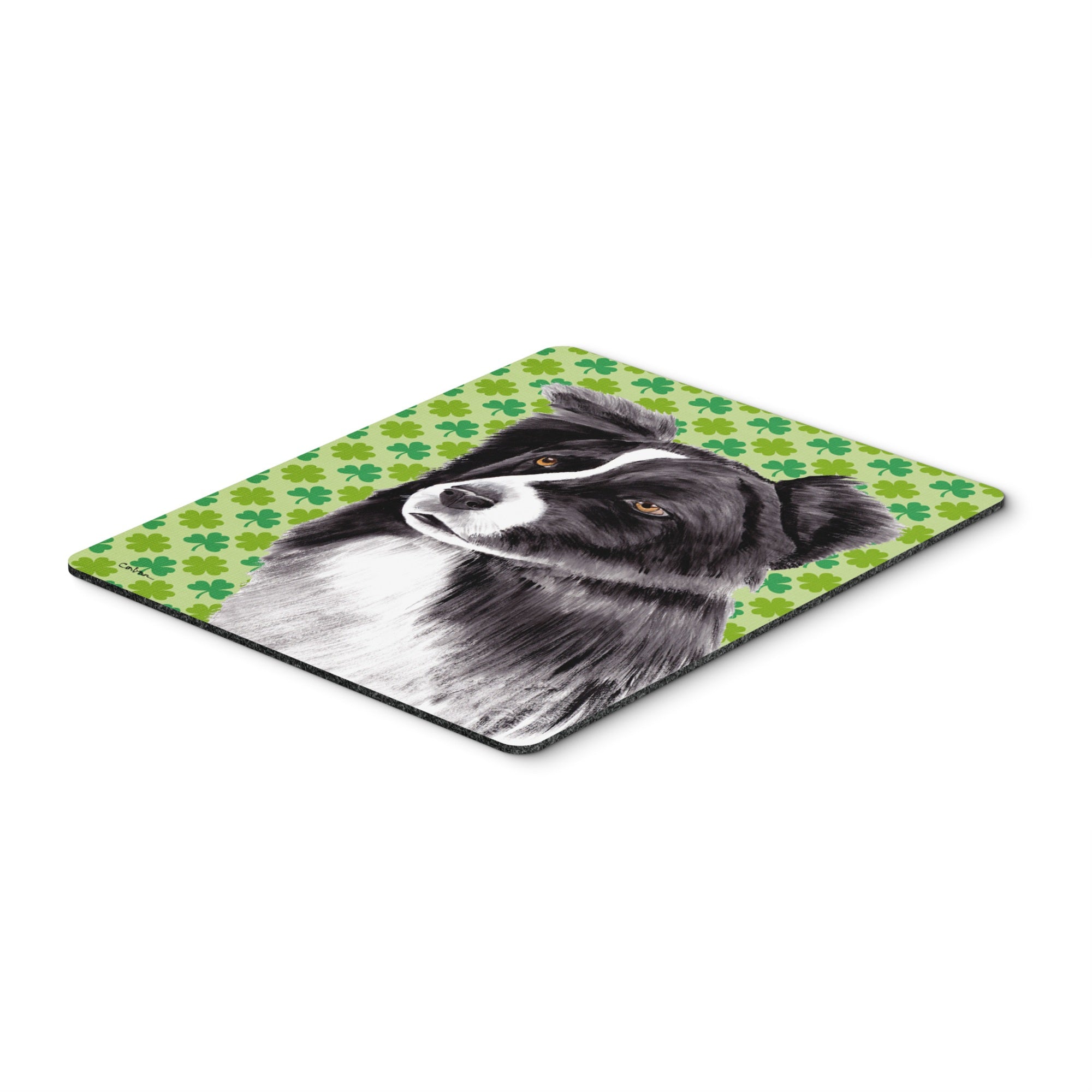 Caroline'S Treasures Border Collie St. Patrick'S Day Shamrock Portrait Mouse Pad/Hot Pad/Trivet (Sc9287Mp)