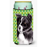 Border Collie St. Patrick'S Day Shamrock Portrait Tall Boy Beverage Insulator Beverage Insulator Hugger