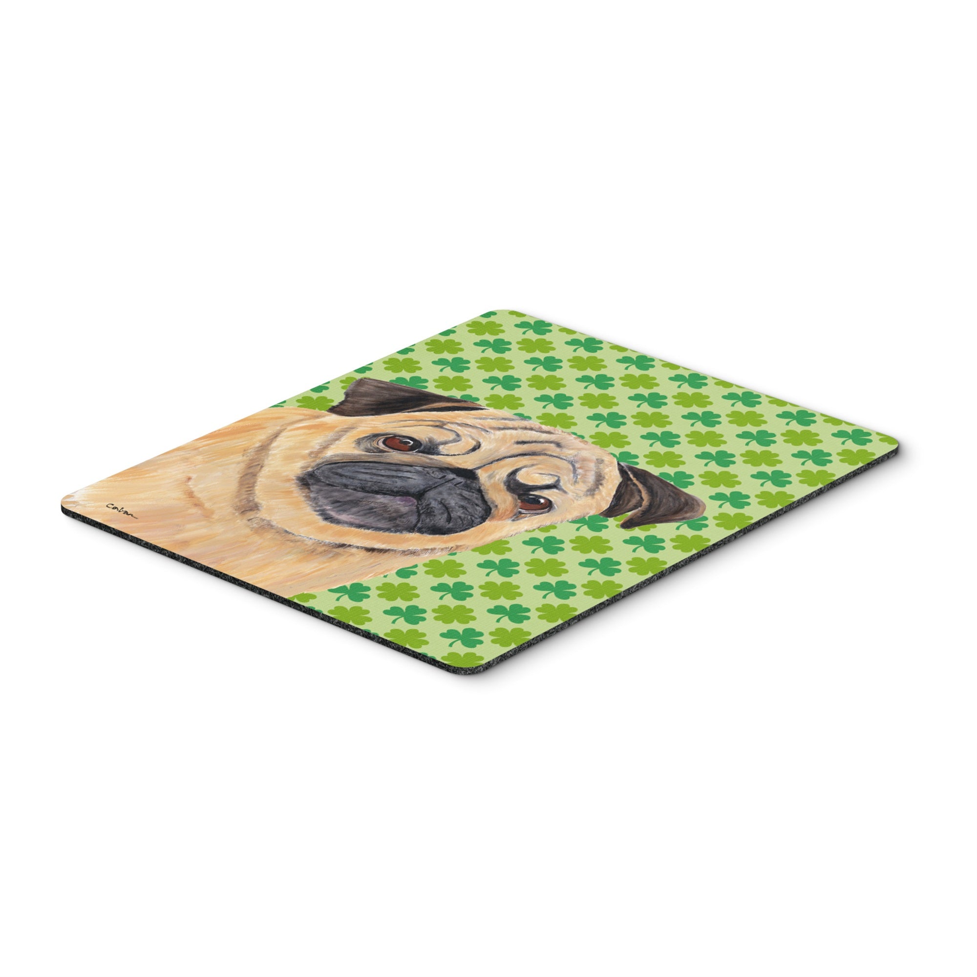 Caroline'S Treasures Pug St. Patrick'S Day Shamrock Portrait Mouse Pad/Hot Pad/Trivet (Sc9291Mp)