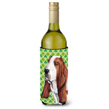 Basset Hound St. Patrick'S Day Shamrock Portrait Wine Bottle Beverage Insulator Beverage Insulator Hugger