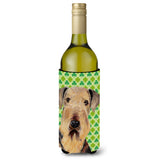 Airedale St. Patrick'S Day Shamrock Portrait Wine Bottle Beverage Insulator Beverage Insulator Hugger