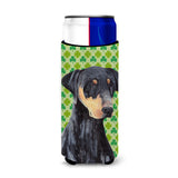Doberman St. Patrick'S Day Shamrock Portrait Ultra Beverage Insulators For Slim Cans Sc9297Muk