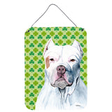 Caroline'S Treasures Pit Bull St. Patrick'S Day Shamrock Portrait Wall Or Door Hanging Prints, 16 X 12, Multicolor