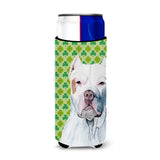Pit Bull St. Patrick'S Day Shamrock Portrait Ultra Beverage Insulators For Slim Cans Sc9301Muk