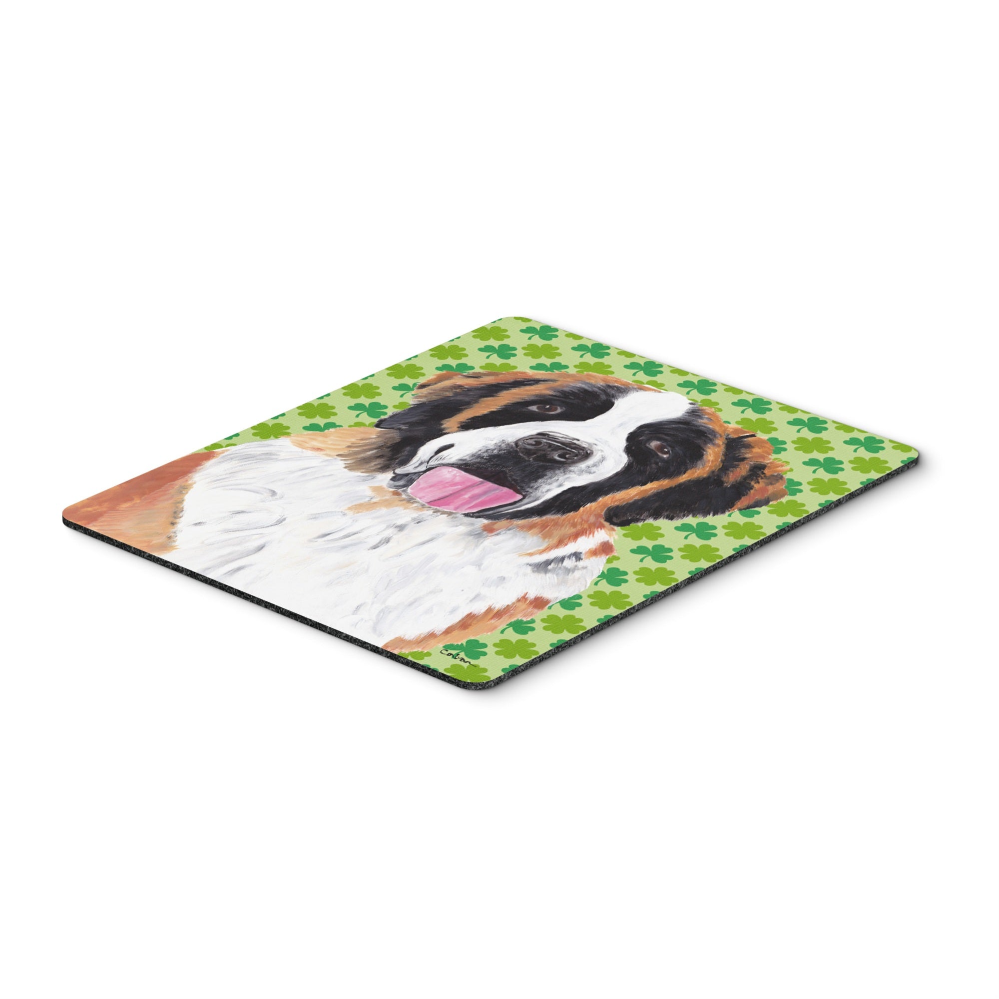 Caroline'S Treasures Saint Bernard St. Patrick'S Day Shamrock Portrait Mouse Pad/Hot Pad/Trivet (Sc9302Mp)
