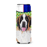 Saint Bernard St. Patrick'S Day Shamrock Portrait Ultra Beverage Insulators For Slim Cans Sc9302Muk