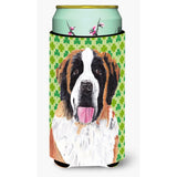 Saint Bernard St. Patrick'S Day Shamrock Portrait Tall Boy Beverage Insulator Beverage Insulator Hugger