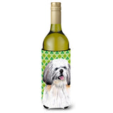 Shih Tzu St. Patrick'S Day Shamrock Portrait Wine Bottle Beverage Insulator Beverage Insulator Hugger