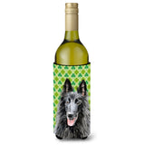 Belgian Sheepdog St. Patrick'S Day Shamrock Portrait Wine Bottle Beverage Insulator Beverage Insulator Hugger