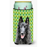 Belgian Sheepdog St. Patrick'S Day Shamrock Portrait Tall Boy Beverage Insulator Beverage Insulator Hugger