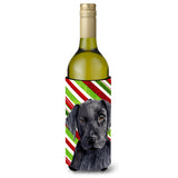 Labrador Candy Cane Holiday Christmas Wine Bottle Beverage Insulator Beverage Insulator Hugger Sc9324Literk