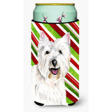 Westie Candy Cane Holiday Christmas Tall Boy Beverage Insulator Beverage Insulator Hugger