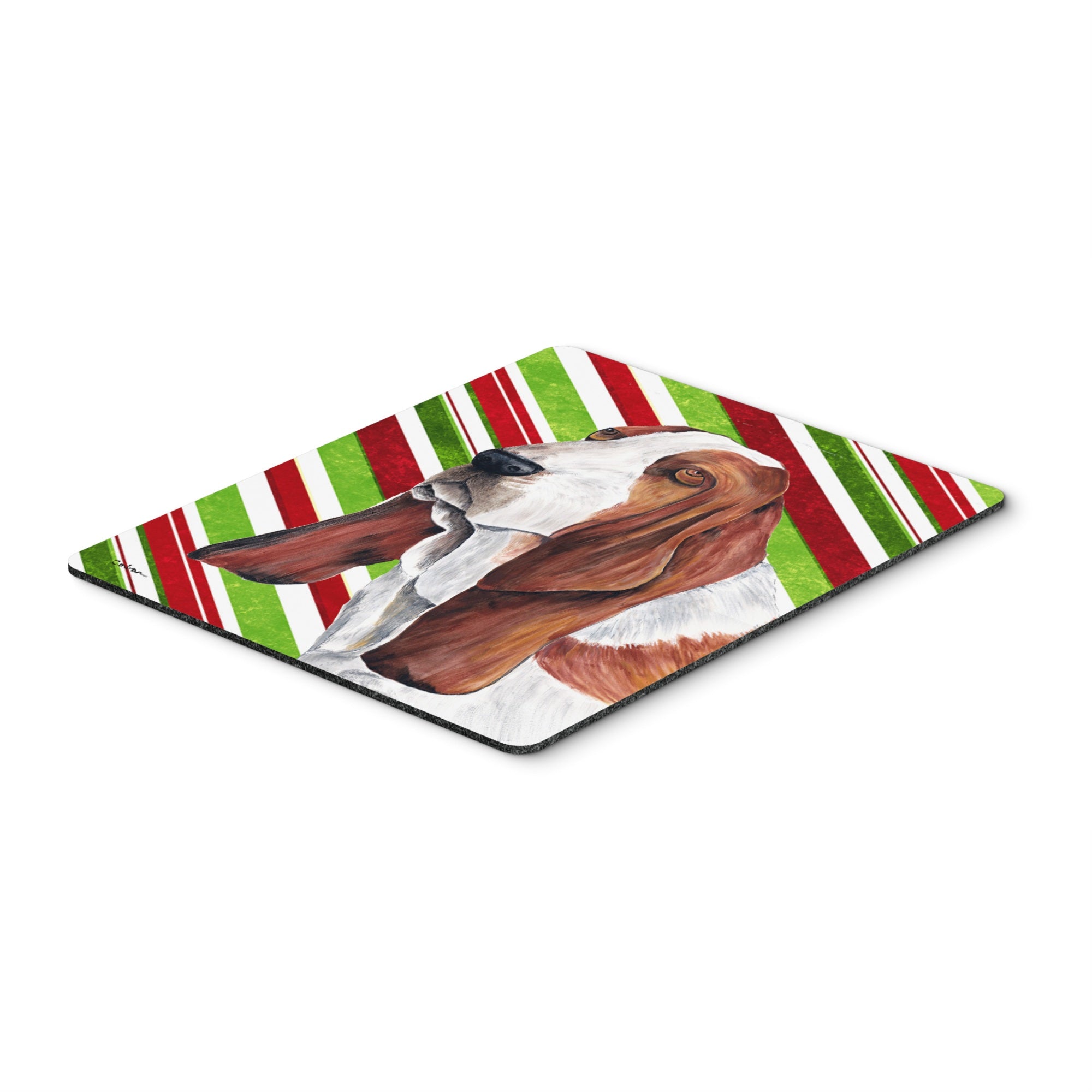 Caroline'S Treasures Mouse/Hot Pad/Trivet, Basset Hound Candy Cane Holiday Christmas (Sc9332Mp)