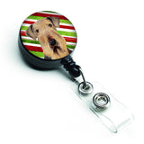 Caroline'S Treasures Airedale Candy Cane Holiday Christmas Retractable Badge Reel, Multicolor (Sc9333Br)