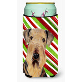Airedale Candy Cane Holiday Christmas Tall Boy Beverage Insulator Beverage Insulator Hugger