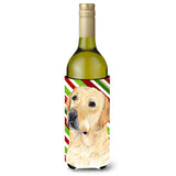 Labrador Candy Cane Holiday Christmas Wine Bottle Beverage Insulator Beverage Insulator Hugger Sc9336Literk