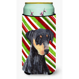 Doberman Candy Cane Holiday Christmas Tall Boy Beverage Insulator Beverage Insulator Hugger