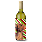 Vizsla Candy Cane Holiday Christmas Wine Bottle Beverage Insulator Beverage Insulator Hugger Sc9338Literk