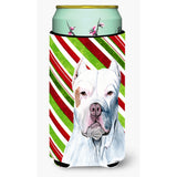 Pit Bull Candy Cane Holiday Christmas Tall Boy Beverage Insulator Beverage Insulator Hugger