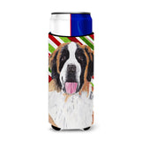 Saint Bernard Candy Cane Holiday Christmas Ultra Beverage Insulators For Slim Cans Sc9342Muk