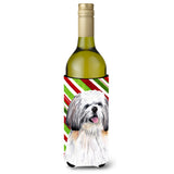 Shih Tzu Candy Cane Holiday Christmas Wine Bottle Beverage Insulator Beverage Insulator Hugger