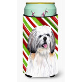 Shih Tzu Candy Cane Holiday Christmas Tall Boy Beverage Insulator Beverage Insulator Hugger