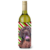 Labrador Candy Cane Holiday Christmas Wine Bottle Beverage Insulator Beverage Insulator Hugger Sc9344Literk