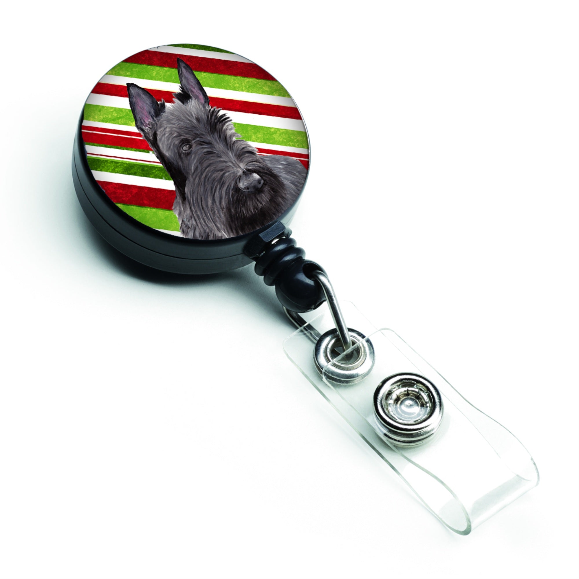 Caroline'S Treasures Scottish Terrier Candy Cane Christmas Retractable Badge Reel, Multicolor (Sc9346Br)