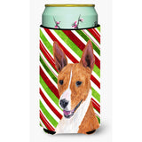 Basenji Candy Cane Holiday Christmas Tall Boy Beverage Insulator Beverage Insulator Hugger