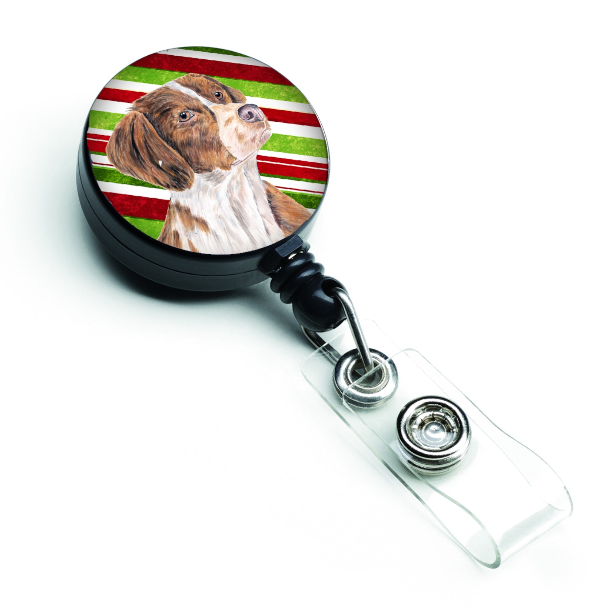 Caroline'S Treasures Brittany Candy Cane Holiday Christmas Retractable Badge Reel, Multicolor (Sc9349Br)