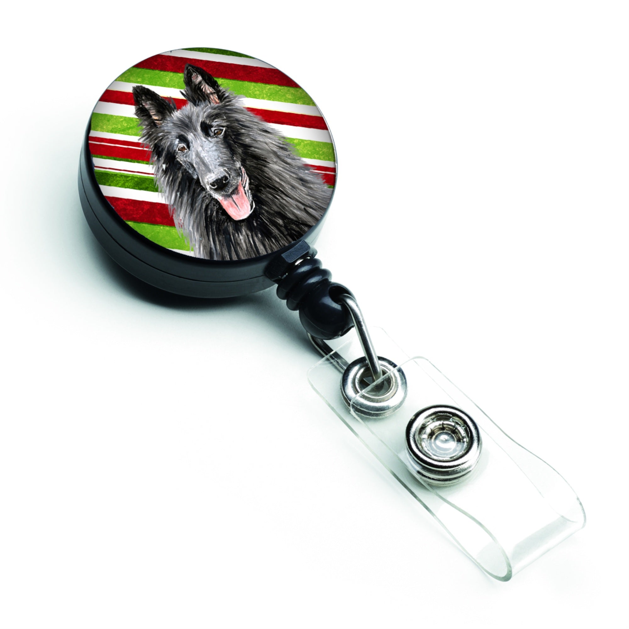 Caroline'S Treasures Belgian Sheepdog Candy Cane Christmas Retractable Badge Reel, Multicolor (Sc9358Br)