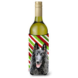 Belgian Sheepdog Candy Cane Holiday Christmas Wine Bottle Beverage Insulator Beverage Insulator Hugger