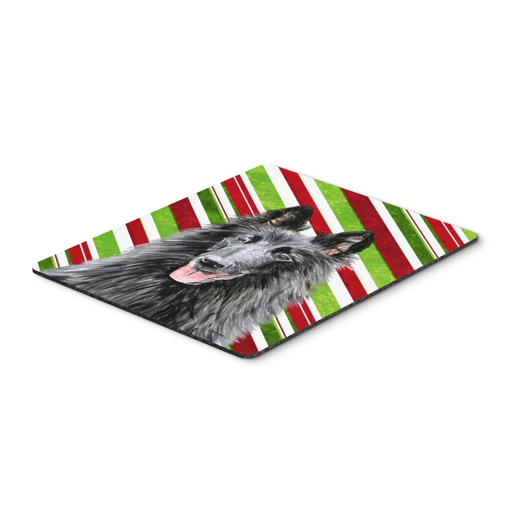 Caroline'S Treasures Mouse/Hot Pad/Trivet, Belgian Sheepdog Candy Cane Holiday Christmas (Sc9358Mp)