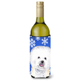 Bichon Frise Winter Snowflakes Holiday Wine Bottle Beverage Insulator Beverage Insulator Hugger