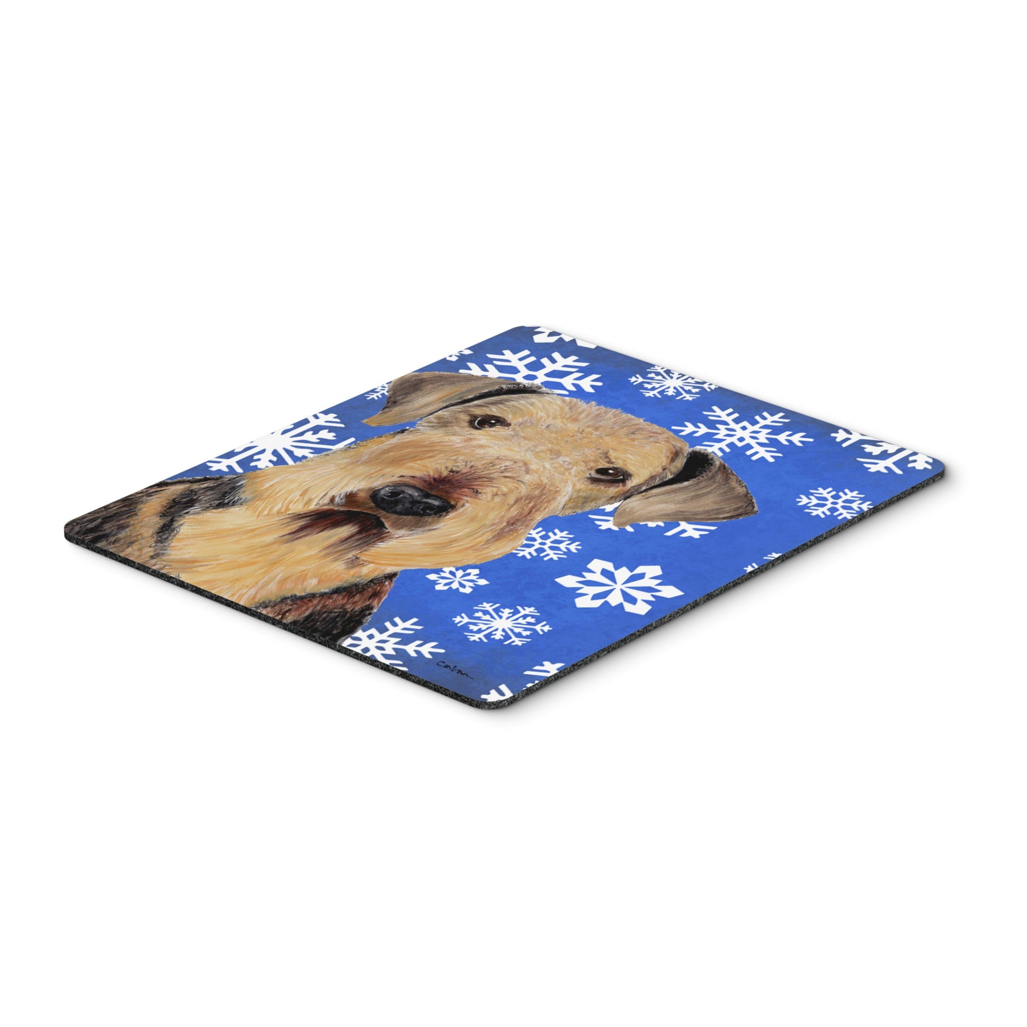 Caroline'S Treasures Mouse/Hot Pad/Trivet, Airedale Winter Snowflakes Holiday (Sc9373Mp)