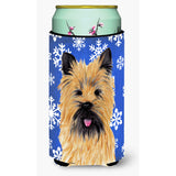Cairn Terrier Winter Snowflakes Holiday Tall Boy Beverage Insulator Beverage Insulator Hugger