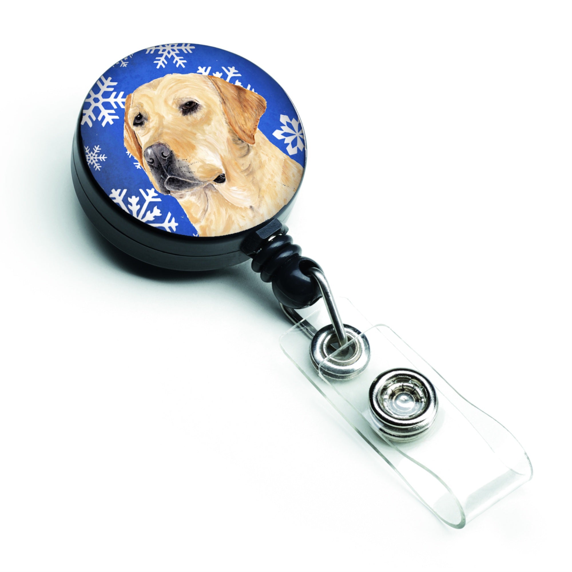 Caroline'S Treasures Labrador Winter Snowflakes Holiday Retractable Badge Reel, Multicolor (Sc9376Br)