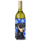 Doberman Winter Snowflakes Holiday Wine Bottle Beverage Insulator Beverage Insulator Hugger