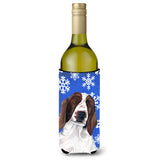Welsh Springer Spaniel Winter Snowflakes Holiday Wine Bottle Beverage Insulator Beverage Insulator Hugger